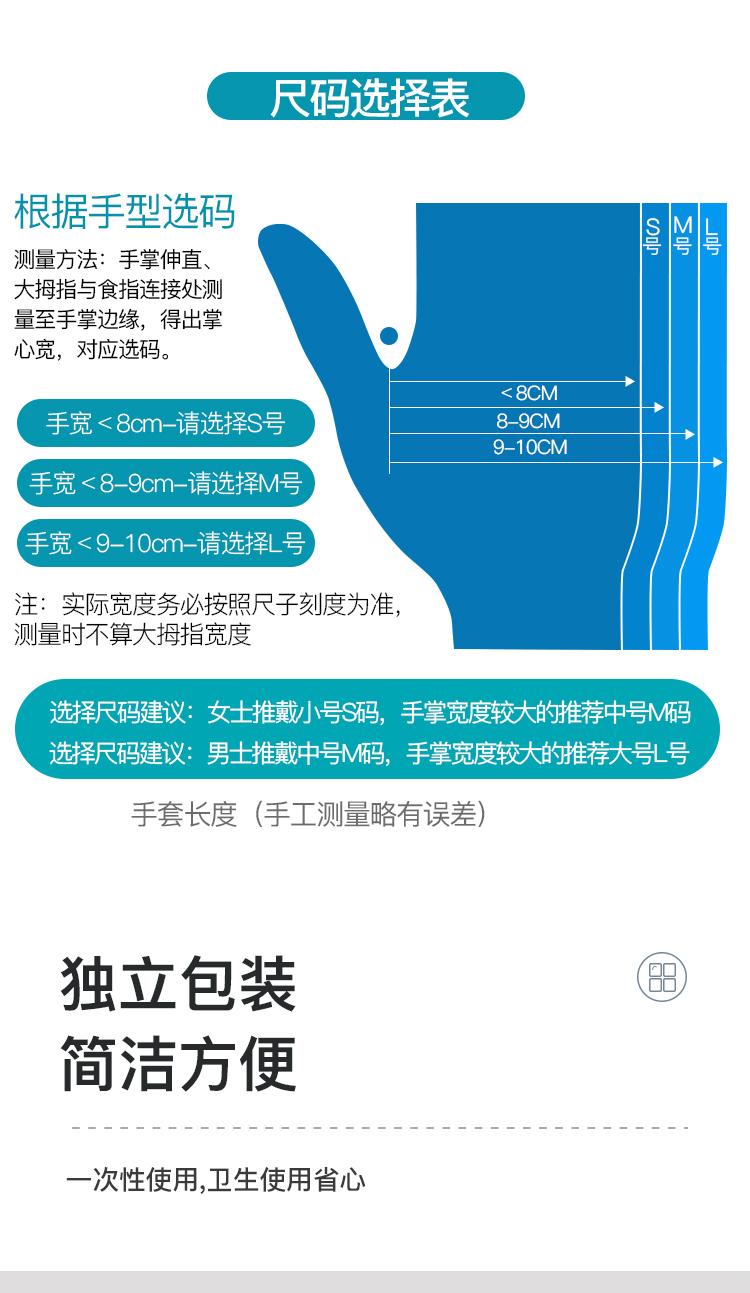 一次性使用医用手套规格尺寸